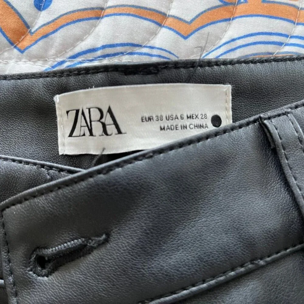 Zara Black Faux Leather Pants Size US 6 - Picture 4 of 5